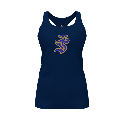 [CUS-DFW-RCBK-PER-NVY-FYS-LOGO1] Racerback Tank Top (Female Youth S, Navy, Logo 1)