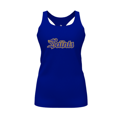 [CUS-DFW-RCBK-PER-RYL-FYS-LOGO2] Racerback Tank Top (Female Youth S, Royal, Logo 2)