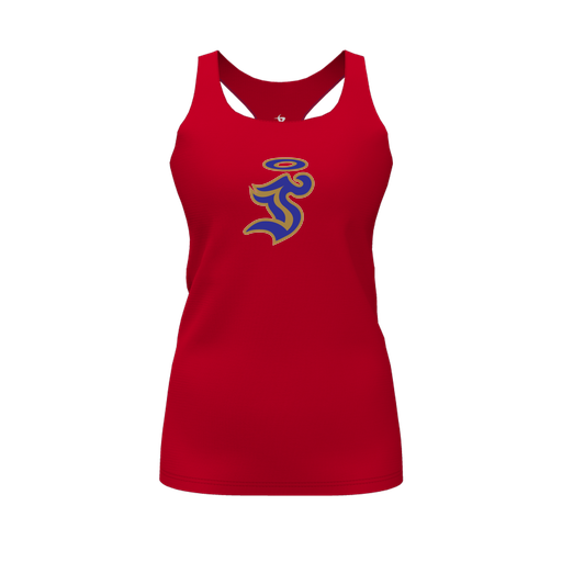 [CUS-DFW-RCBK-PER-RED-FYS-LOGO1] Racerback Tank Top (Female Youth S, Red, Logo 1)