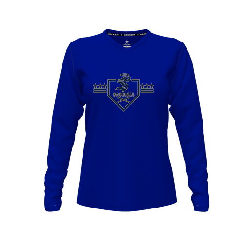 [FTLVCFRY-FYXS-LOGO3] Decker Comfort T-Shirt (Female Youth XS, Royal, V Neck, Logo 3, Long Sleeve)