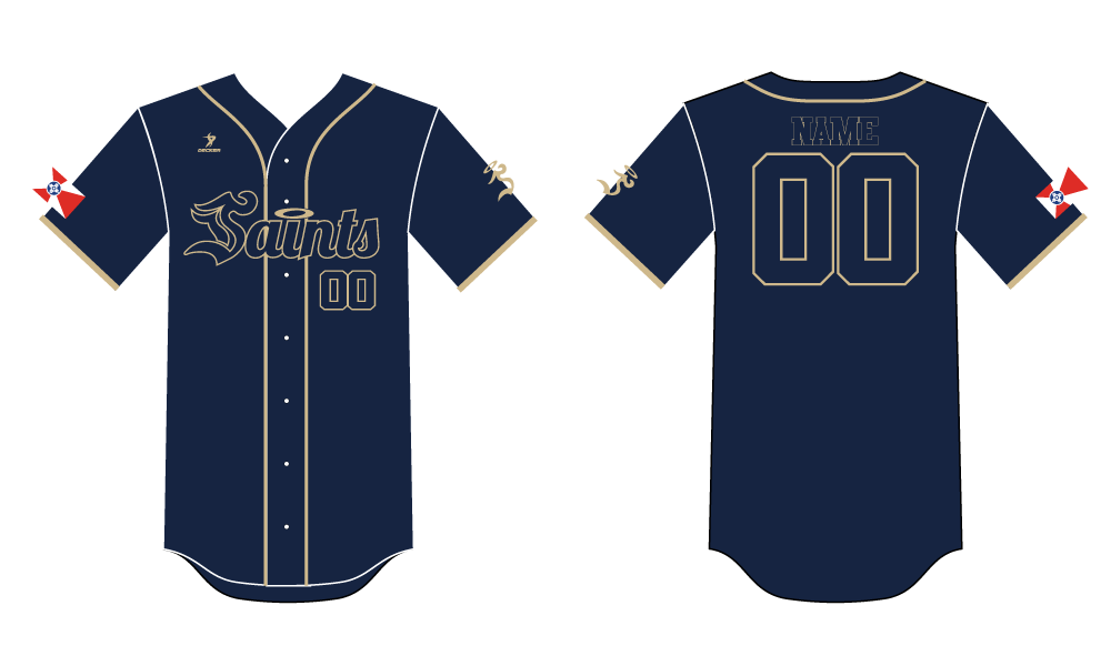 Saints- Navy Gold Full Button Jersey