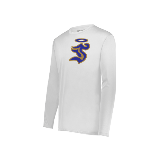 [222823.005.S-LOGO1] Youth LS Smooth Sport Shirt (Youth S, White, Logo 1)