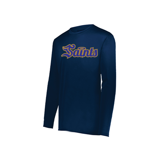 [222823.065.S-LOGO2] Youth LS Smooth Sport Shirt (Youth S, Navy, Logo 2)