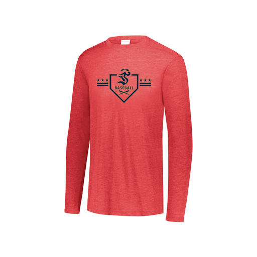 [FTLCUBRD-YS-LOGO3] Decker Youth Tri-Blend T-Shirt - Long Sleeve (Youth S, Red, Logo 3)