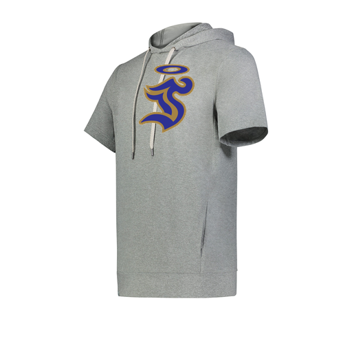 [222605-SIL-YS-LOGO1] YOUTH VENTURA SOFT KNIT SHORT SLEEVE HOODIE (Youth S, Silver, Logo 1)