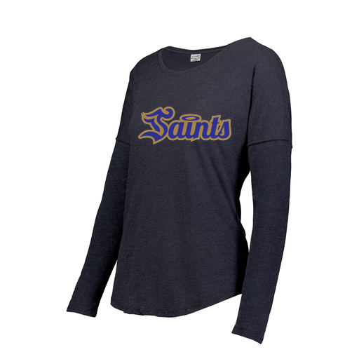 [3077.72N.S-LOGO2] Ladies LS Ultra-blend T-Shirt (Female Adult S, Navy, Logo 2)